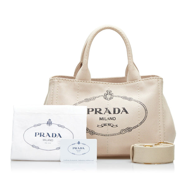 プラダ カナパSS トートバッグ ショルダーバッグ 2WAY 1BG439 ベージュ キャンバス レディース PRADA 【中古】