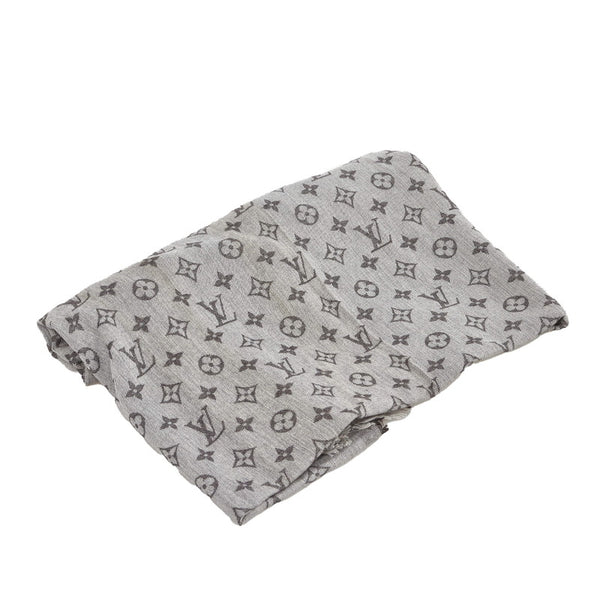 ルイ ヴィトン モノグラム エッセンシャル エトール ストール M71619 グレー コットン レディース LOUIS VUITTON 【中古】