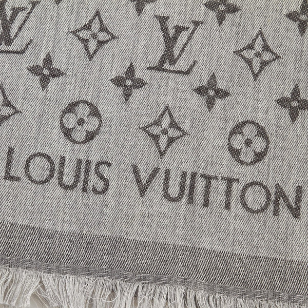 ルイ ヴィトン モノグラム エッセンシャル エトール ストール M71619 グレー コットン レディース LOUIS VUITTON 【中古】