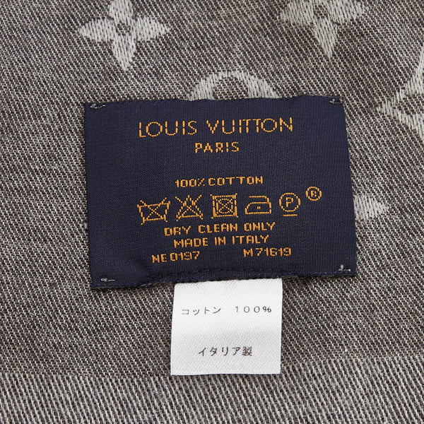ルイ ヴィトン モノグラム エッセンシャル エトール ストール M71619 グレー コットン レディース LOUIS VUITTON 【中古】