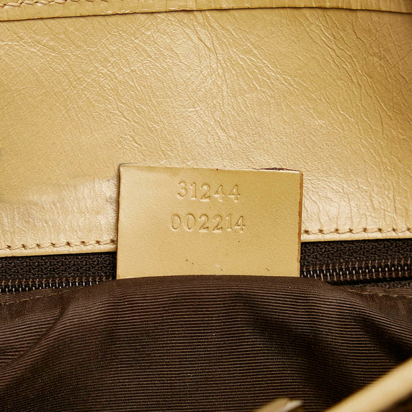 グッチ GGキャンバス ハンドバッグ トートバッグ 31244 ダークブラウン キャンバス レザー レディース GUCCI 【中古】