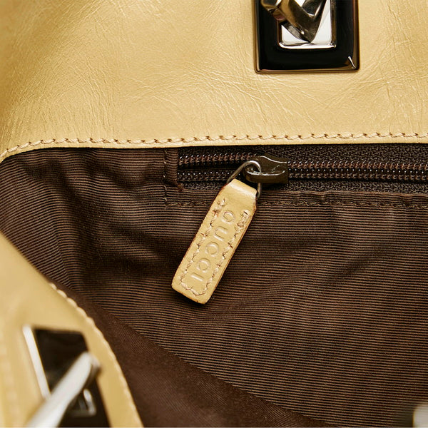 グッチ GGキャンバス ハンドバッグ トートバッグ 31244 ダークブラウン キャンバス レザー レディース GUCCI 【中古】