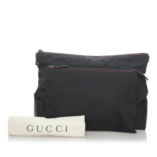 グッチ 014 1131 ブラック ナイロン レザー セカンドバッグ メンズ GUCCI 【中古】