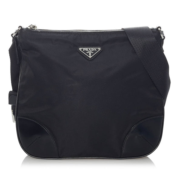 プラダ 斜めがけ ショルダー ブラック ナイロン レザー レディース PRADA 【中古】