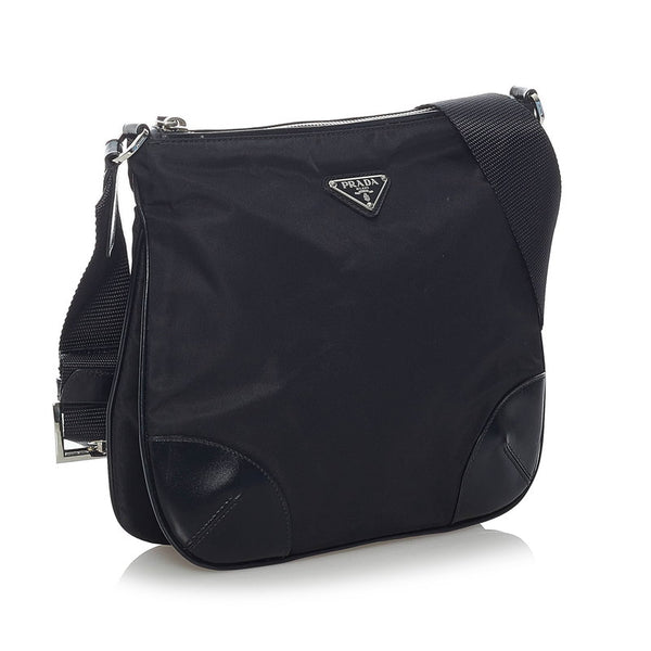 プラダ 斜めがけ ショルダー ブラック ナイロン レザー レディース PRADA 【中古】