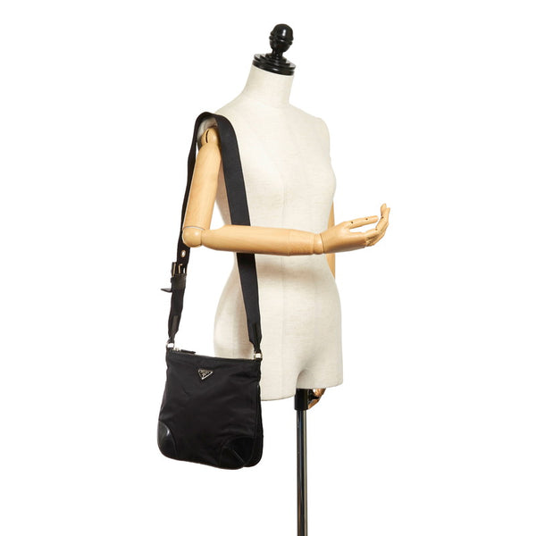 プラダ 斜めがけ ショルダー ブラック ナイロン レザー レディース PRADA 【中古】