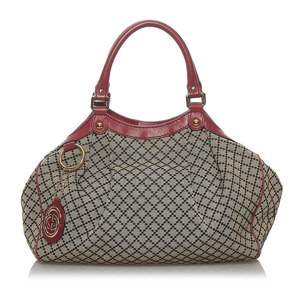 グッチ ディアマンテ スーキー ハンドバッグ 211944 ブラウン レッド キャンバス レザー レディース GUCCI 【中古】