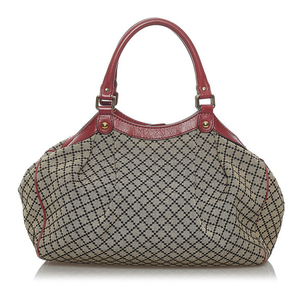 グッチ ディアマンテ スーキー ハンドバッグ 211944 ブラウン レッド キャンバス レザー レディース GUCCI 【中古】