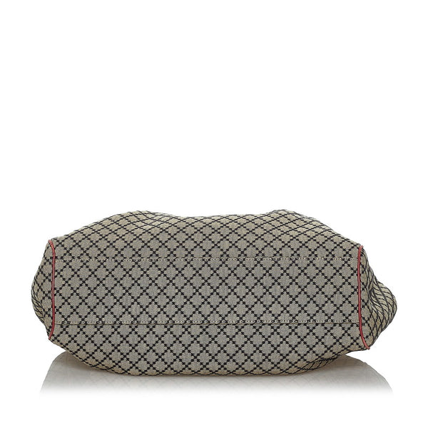 グッチ ディアマンテ スーキー ハンドバッグ 211944 ブラウン レッド キャンバス レザー レディース GUCCI 【中古】