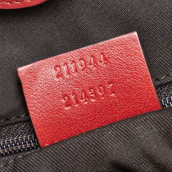 グッチ ディアマンテ スーキー ハンドバッグ 211944 ブラウン レッド キャンバス レザー レディース GUCCI 【中古】