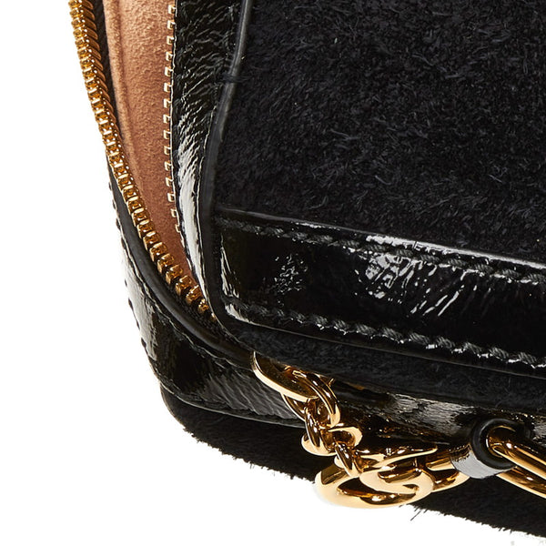 グッチ オフィディア GG シェリーライン ハンドバッグ ショルダーバッグ 2WAY 524532 ブラック スウェード パテントレザー レディース GUCCI 【中古】