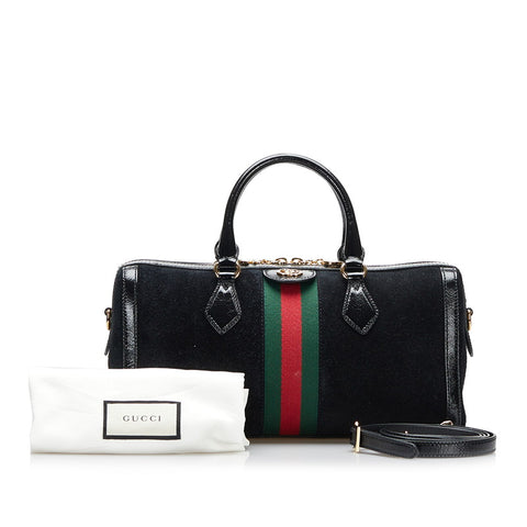 グッチ オフィディア GG シェリーライン ハンドバッグ ショルダーバッグ 2WAY 524532 ブラック スウェード パテントレザー レディース GUCCI 【中古】