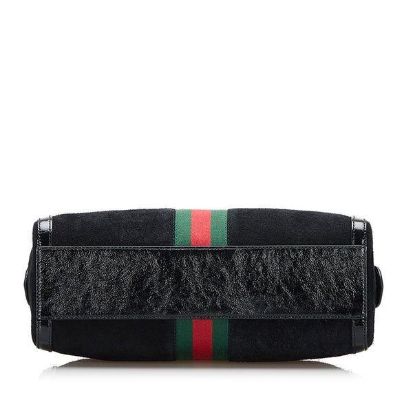 グッチ オフィディア GG シェリーライン ハンドバッグ ショルダーバッグ 2WAY 524532 ブラック スウェード パテントレザー レディース GUCCI 【中古】