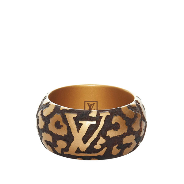 ルイ ヴィトン M65929 ゴールド ブラウン メッキ レオモノグラム バングル レディース LOUIS VUITTON 【中古】