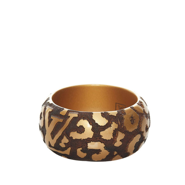 ルイ ヴィトン M65929 ゴールド ブラウン メッキ レオモノグラム バングル レディース LOUIS VUITTON 【中古】