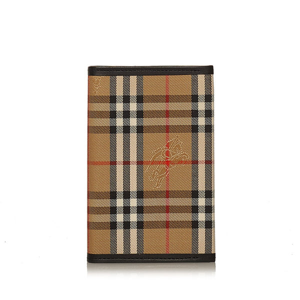 バーバリー ノバチェック ベージュ キャンバス レザー 手帳 メンズ BURBERRY 【中古】