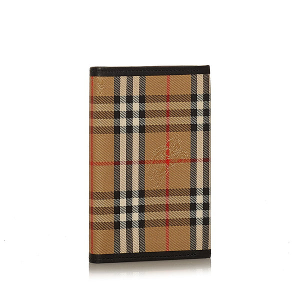 バーバリー ノバチェック ベージュ キャンバス レザー 手帳 メンズ BURBERRY 【中古】