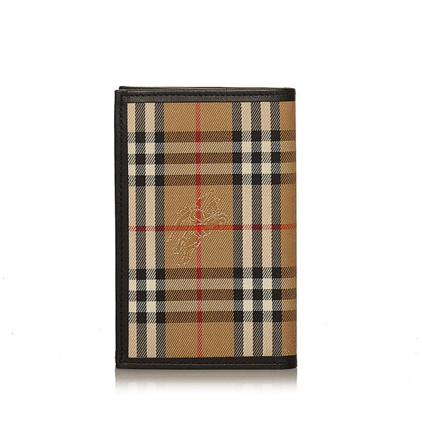 バーバリー ノバチェック ベージュ キャンバス レザー 手帳 メンズ BURBERRY 【中古】
