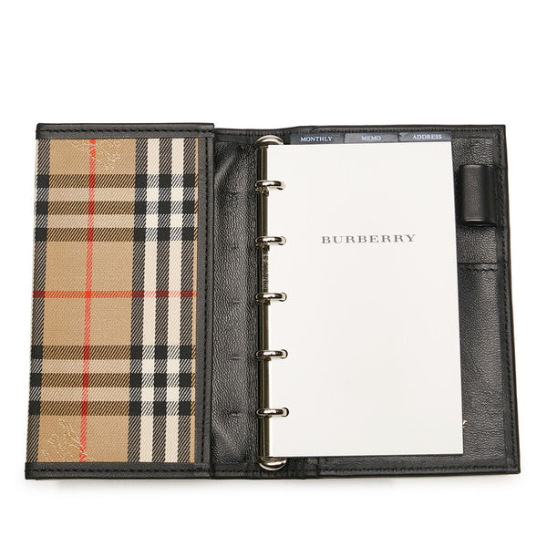 バーバリー ノバチェック ベージュ キャンバス レザー 手帳 メンズ BURBERRY 【中古】