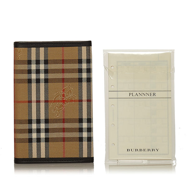 バーバリー ノバチェック ベージュ キャンバス レザー 手帳 メンズ BURBERRY 【中古】