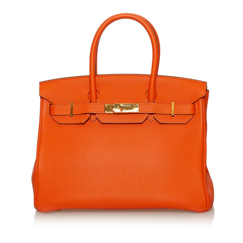 エルメス バーキン30 トゴ オレンジ レザー ハンドバッグ レディース HERMES T刻印 【中古】