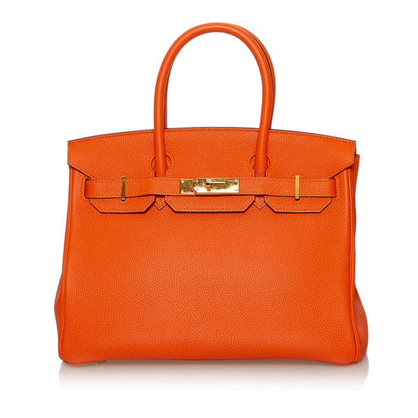 エルメス バーキン30 トゴ オレンジ レザー ハンドバッグ レディース HERMES T刻印 【中古】