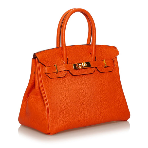 エルメス バーキン30 トゴ オレンジ レザー ハンドバッグ レディース HERMES T刻印 【中古】