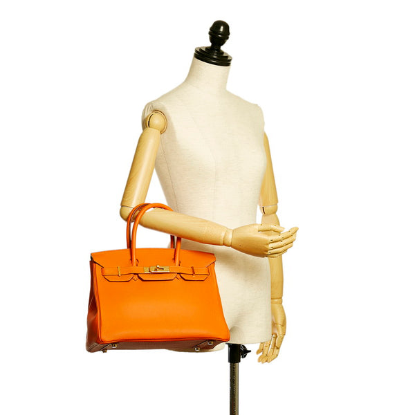 エルメス バーキン30 トゴ オレンジ レザー ハンドバッグ レディース HERMES T刻印 【中古】