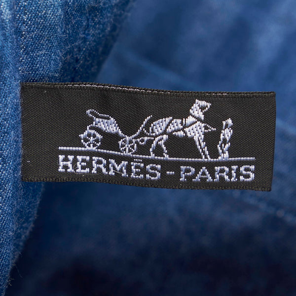 エルメス アメダバ トートバッグ ハンドバッグ ブルー コットン レザー レディース HERMES 【中古】