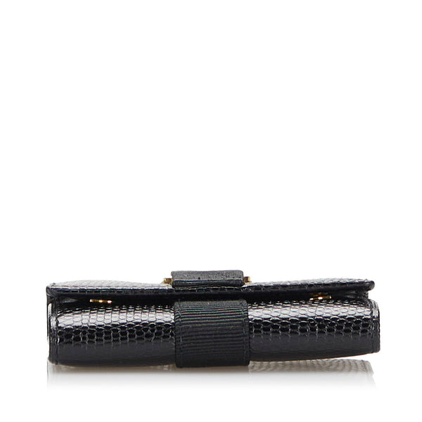 サルヴァトーレフェラガモ ヴァラリボン 6連 キーケース ブラック レザー レディース Salvatore Ferragamo 【中古】