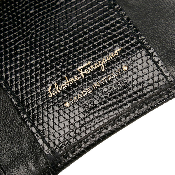 サルヴァトーレフェラガモ ヴァラリボン 6連 キーケース ブラック レザー レディース Salvatore Ferragamo 【中古】