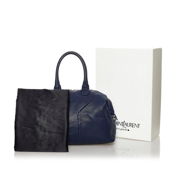 サンローラン Yライン ネイビー レザー トートバッグ レディース SAINT LAURENT 【中古】