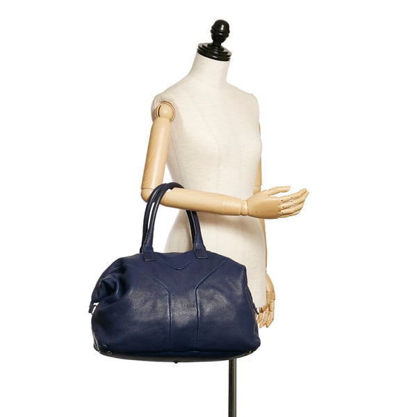 サンローラン Yライン ネイビー レザー トートバッグ レディース SAINT LAURENT 【中古】