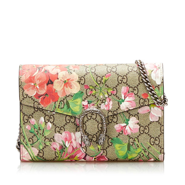 グッチ GGブルームス ディオニュソス 斜め掛け チェーン ショルダーバッグ ウォレット 401231 ベージュ PVC レザー レディース GUCCI 【中古】