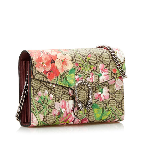 グッチ GGブルームス ディオニュソス 斜め掛け チェーン ショルダーバッグ ウォレット 401231 ベージュ PVC レザー レディース GUCCI 【中古】