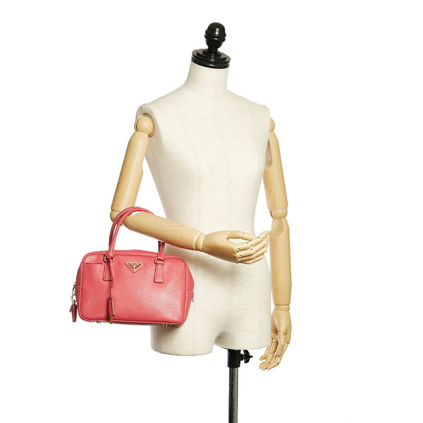 プラダ サフィアーノ ピンク レザー ハンドバッグ レディース PRADA 【中古】
