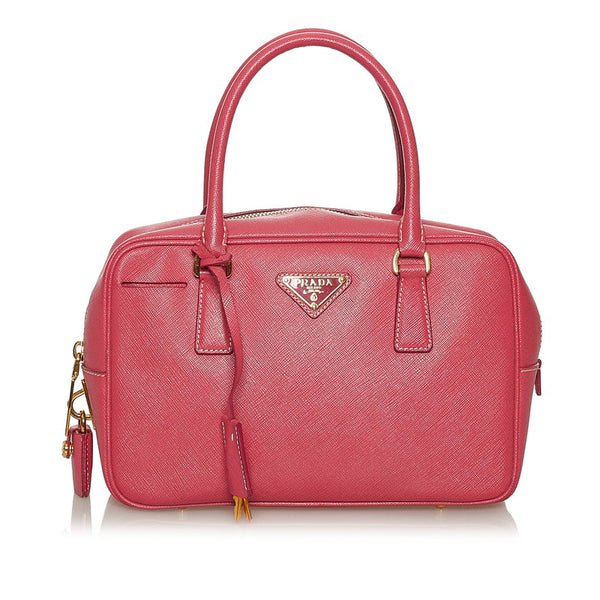 プラダ サフィアーノ ピンク レザー ハンドバッグ レディース PRADA 【中古】