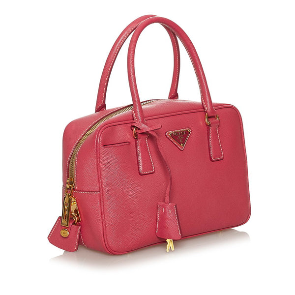 プラダ サフィアーノ ピンク レザー ハンドバッグ レディース PRADA 【中古】