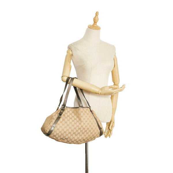 グッチ GGキャンバス アビー ハンドバッグ ショルダーバッグ 130736 ベージュ キャンバス レザー レディース GUCCI 【中古】