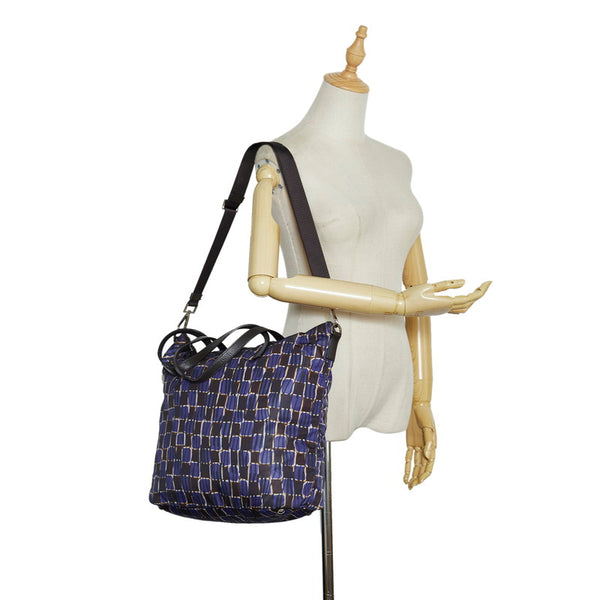 プラダ ショルダーバッグ ハンドバッグ 2WAY パープル ブラウン ナイロン レザー レディース PRADA 【中古】