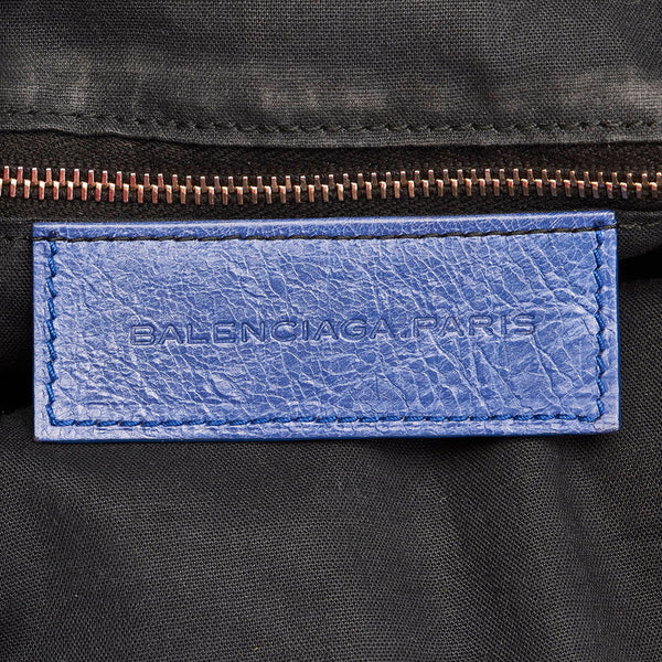 バレンシアガ ジャイアント ミニポンポ 285439 ブルー レザー ハンドバッグ ショルダーバッグ２WAY レディース BALENCIAGA 【中古】