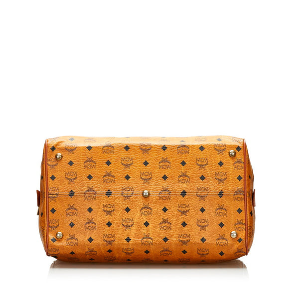 エム シー エム ヴィセトス ロゴグラム ボストンバッグ ブラウン PVC レザー レディース MCM 【中古】