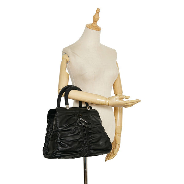 ディオール カレーニナ ハンドバッグ ボストンバッグ ブラック レザー レディース Dior 【中古】