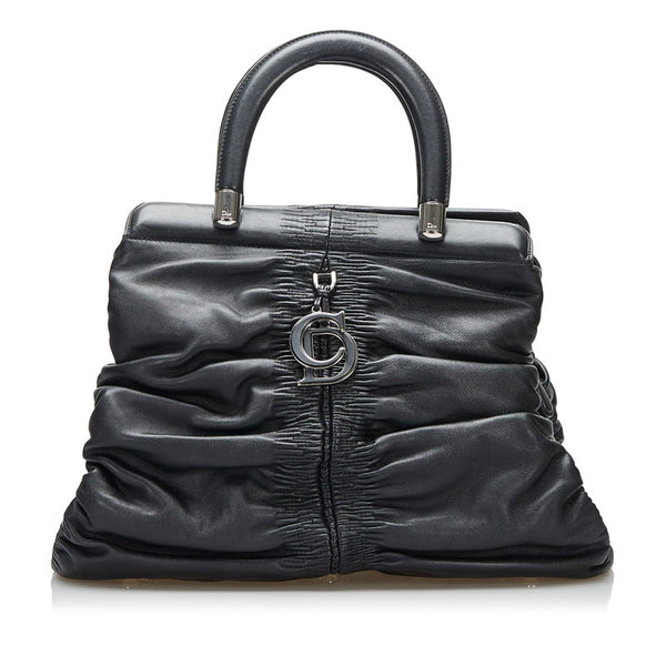 ディオール カレーニナ ハンドバッグ ボストンバッグ ブラック レザー レディース Dior 【中古】