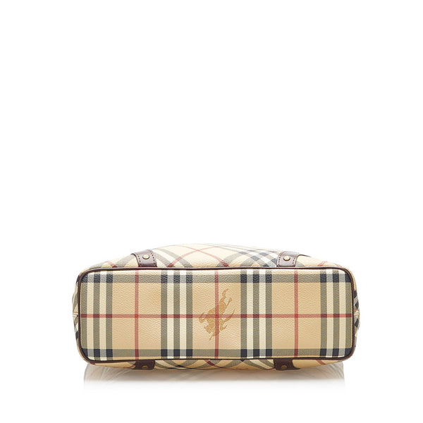 バーバリー ノバチェック ベージュ PVC レザー ハンドバッグ レディース BURBERRY 中古