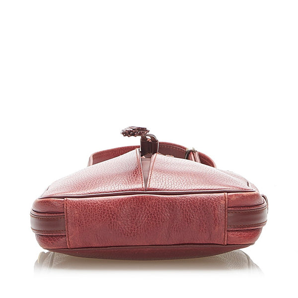 カルティエ ワインレッド レザー ショルダーバッグ レディース CARTIER 中古