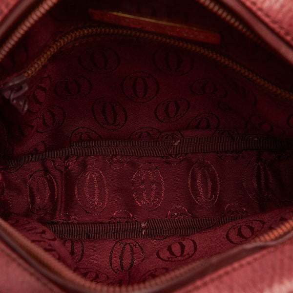 カルティエ ワインレッド レザー ショルダーバッグ レディース CARTIER 中古