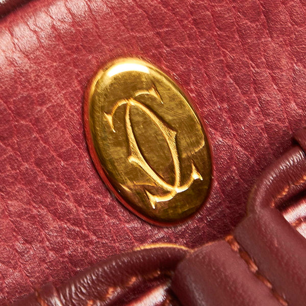 カルティエ ワインレッド レザー ショルダーバッグ レディース CARTIER 中古