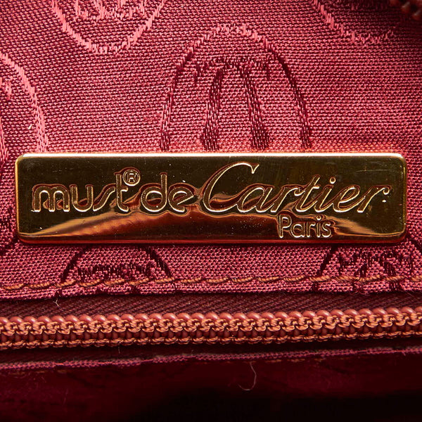 カルティエ ワインレッド レザー ショルダーバッグ レディース CARTIER 中古