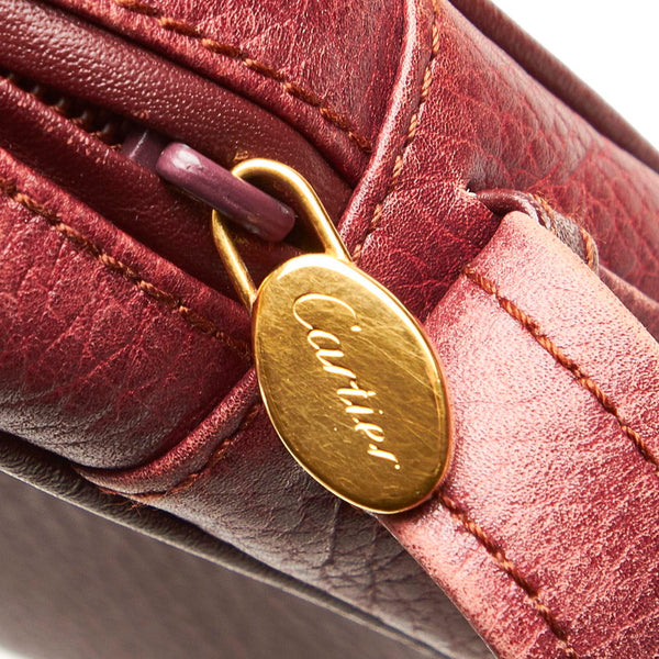 カルティエ ワインレッド レザー ショルダーバッグ レディース CARTIER 中古